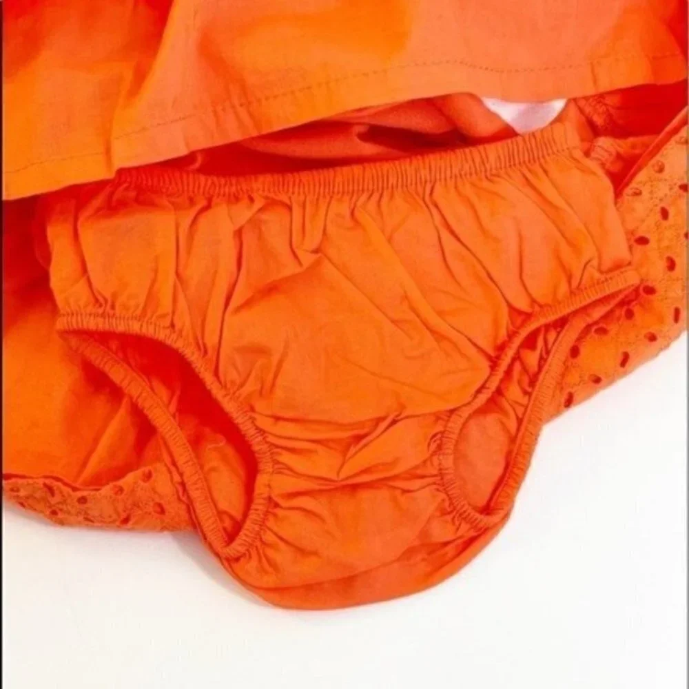 GYMBOREE tangerine Dress cap sleeve key hole back matching underwear 6-12 months